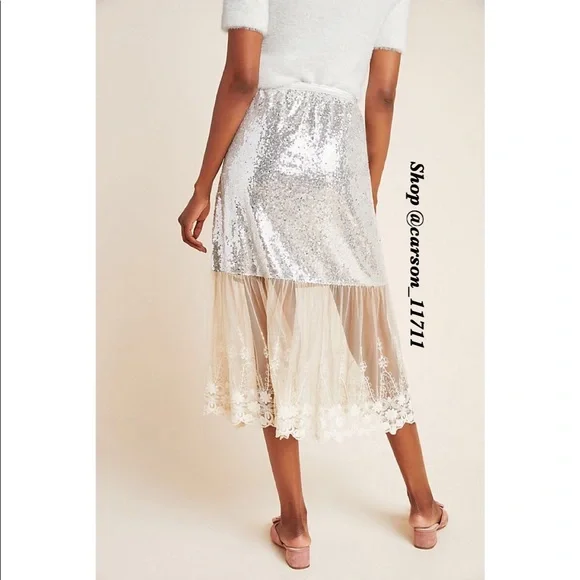 NWT Anthropologie Maribeth Sequined Midi Skirt - Picture 6 of 6